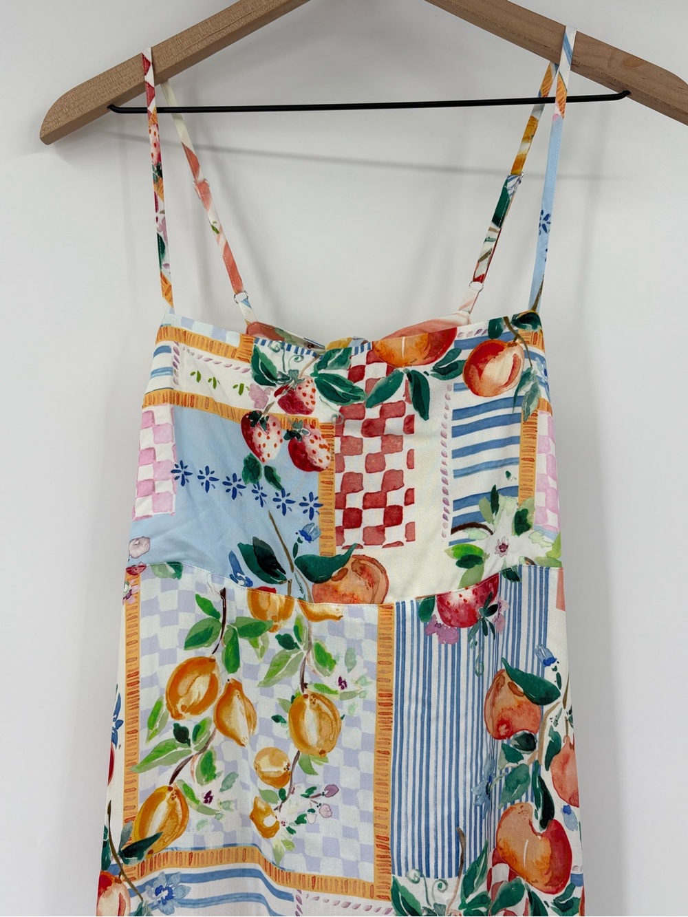 Paper Heart Fruit Patchwork Tie Back Maxi Dress Anthropologie L NWT Euro Summer - Picture 8 of 14